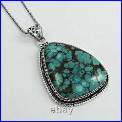 Natural Turquoise Gemstone Pendant 925 Sterling Silver Indian Jewelry N13