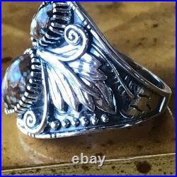 Natural Turquoise Sterling Silver Eagle Ring Size 6
