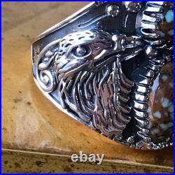 Natural Turquoise Sterling Silver Eagle Ring Size 6