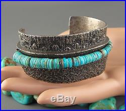 Navajo AARON ANDERSON Sterling Silver TUFA CAST Turquoise HEISHI BEAD Bracelet