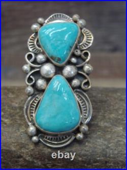 Navajo Adjustable Sterling Silver Turquoise Ring Size 10.5 to 11.5 Albert C Navajo Adjustable Sterling Silver Turquoise Ring Size 10.5 to 11.5 Albert C