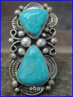 Navajo Adjustable Sterling Silver Turquoise Ring Size 10.5 to 11.5 Albert C Navajo Adjustable Sterling Silver Turquoise Ring Size 10.5 to 11.5 Albert C