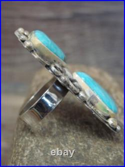 Navajo Adjustable Sterling Silver Turquoise Ring Size 10.5 to 11.5 Albert C Navajo Adjustable Sterling Silver Turquoise Ring Size 10.5 to 11.5 Albert C