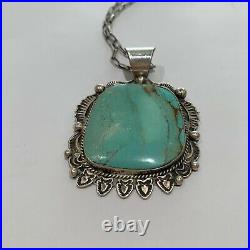 Navajo Albert Cleveland Turquoise and Sterling Silver Necklace