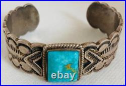 Navajo Artist Wilson Begay Sterling Silver and Turquoise Bracelet Cuff Navajo Artist Wilson Begay Sterling Silver and Turquoise Bracelet Cuff