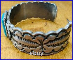 Navajo Artist Wilson Begay Sterling Silver and Turquoise Bracelet Cuff Navajo Artist Wilson Begay Sterling Silver and Turquoise Bracelet Cuff