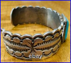 Navajo Artist Wilson Begay Sterling Silver and Turquoise Bracelet Cuff Navajo Artist Wilson Begay Sterling Silver and Turquoise Bracelet Cuff