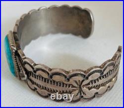 Navajo Artist Wilson Begay Sterling Silver and Turquoise Bracelet Cuff Navajo Artist Wilson Begay Sterling Silver and Turquoise Bracelet Cuff