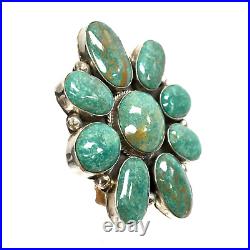 Navajo Augustine Largo Sterling Silver Kingman Turquoise Ring 55g Size 7.5 HUGE