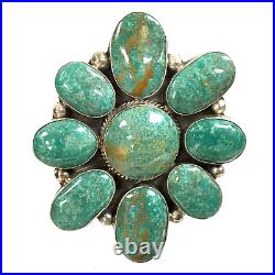 Navajo Augustine Largo Sterling Silver Kingman Turquoise Ring 55g Size 7.5 HUGE