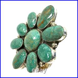 Navajo Augustine Largo Sterling Silver Kingman Turquoise Ring 55g Size 7.5 HUGE