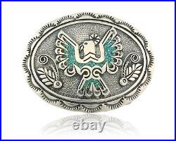 Navajo Belt Buckle 925 Sterling Silver Turquoise Coral Signed Stanley Bains C80s Navajo Belt Buckle 925 Sterling Silver Turquoise Coral Signed Stanley Bains C80s