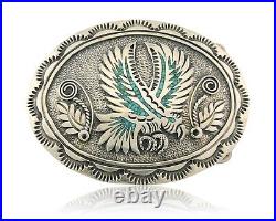 Navajo Belt Buckle 925 Sterling Silver Turquoise Signed Stanley Bains C. 80's Navajo Belt Buckle 925 Sterling Silver Turquoise Signed Stanley Bains C. 80's