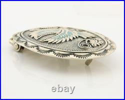 Navajo Belt Buckle 925 Sterling Silver Turquoise Signed Stanley Bains C. 80's Navajo Belt Buckle 925 Sterling Silver Turquoise Signed Stanley Bains C. 80's