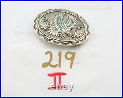 Navajo Belt Buckle 925 Sterling Silver Turquoise Signed Stanley Bains C. 80's Navajo Belt Buckle 925 Sterling Silver Turquoise Signed Stanley Bains C. 80's