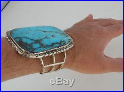 Navajo, Blue Turquoise A+ matrix Sterling silver Gigantic bracelet by Tom Begay