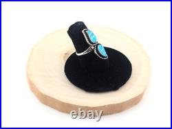 Navajo Blue Turquoise Ring Handmade Native American Signed Jewelry Sz 8 US