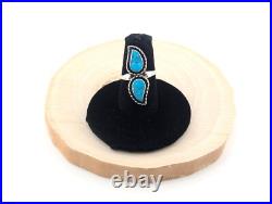 Navajo Blue Turquoise Ring Handmade Native American Signed Jewelry Sz 8 US