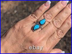 Navajo Blue Turquoise Ring Handmade Native American Signed Jewelry Sz 8 US Navajo Blue Turquoise Ring Handmade Native American Signed Jewelry Sz 8 US