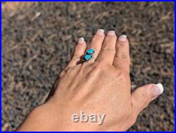 Navajo Blue Turquoise Ring Handmade Native American Signed Jewelry Sz 8 US
