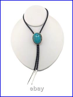 Navajo Bolo Tie Turquoise Sterling Silver Native American Handmade Jewelry Navajo Bolo Tie Turquoise Sterling Silver Native American Handmade Jewelry
