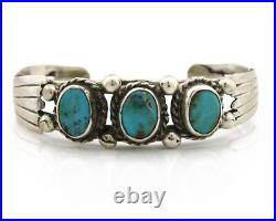 Navajo Bracelet. 925 Silver Arizona Turquoise Artist Signed C Montoya Circa 80's