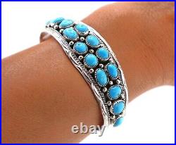 Navajo Bracelet Cluster Turquoise Jewelry Sterling Silver NA Women's Sz 6.25