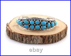 Navajo Bracelet Cluster Turquoise Jewelry Sterling Silver NA Women's Sz 6.25