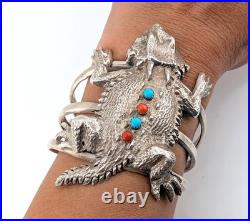 Navajo Bracelet Genuine RARE Native American Jewelry Signed RM Horned Toad 6.5