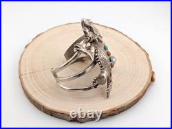Navajo Bracelet Genuine RARE Native American Jewelry Signed RM Horned Toad 6.5