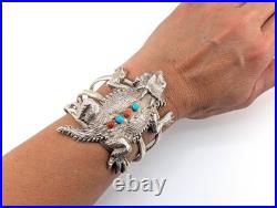 Navajo Bracelet Genuine RARE Native American Jewelry Signed RM Horned Toad 6.5
