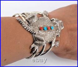 Navajo Bracelet Genuine RARE Native American Jewelry Signed RM Horned Toad 6.5