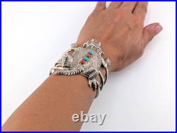 Navajo Bracelet Genuine RARE Native American Jewelry Signed RM Horned Toad 6.5