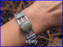 Navajo Bracelet Green Turquoise Native Am Sterling Silver Jewelry Sz 6.75in