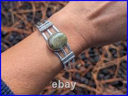 Navajo Bracelet Green Turquoise Native Am Sterling Silver Jewelry Sz 6.75in