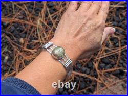 Navajo Bracelet Green Turquoise Native Am Sterling Silver Jewelry Sz 6.75in