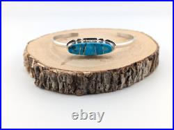 Navajo Bracelet Handmade Sterling Silver Kingman Turquoise Jewelry Sz 6.75in Navajo Bracelet Handmade Sterling Silver Kingman Turquoise Jewelry Sz 6.75in