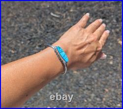 Navajo Bracelet Handmade Sterling Silver Kingman Turquoise Jewelry Sz 6.75in Navajo Bracelet Handmade Sterling Silver Kingman Turquoise Jewelry Sz 6.75in