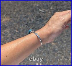 Navajo Bracelet Handmade Sterling Silver Kingman Turquoise Jewelry Sz 6.75in Navajo Bracelet Handmade Sterling Silver Kingman Turquoise Jewelry Sz 6.75in