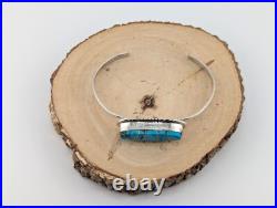 Navajo Bracelet Handmade Sterling Silver Kingman Turquoise Jewelry Sz 6.75in Navajo Bracelet Handmade Sterling Silver Kingman Turquoise Jewelry Sz 6.75in