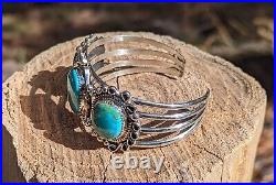 Navajo Bracelet Turquoise Sterling Silver Cuff Native American Jewelry Sz 6.75in