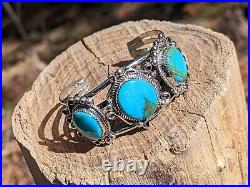 Navajo Bracelet Turquoise Sterling Silver Cuff Native American Jewelry Sz 6.75in
