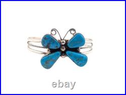 Navajo Butterfly Turquoise Cuff Bracelet Sterling Silver NA Jewelry Sz 6.25 in