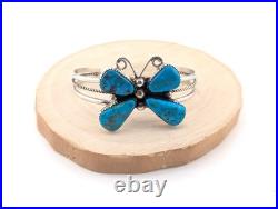 Navajo Butterfly Turquoise Cuff Bracelet Sterling Silver NA Jewelry Sz 6.25 in