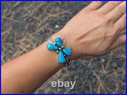 Navajo Butterfly Turquoise Cuff Bracelet Sterling Silver NA Jewelry Sz 6.25 in