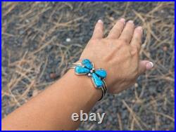 Navajo Butterfly Turquoise Cuff Bracelet Sterling Silver NA Jewelry Sz 6.25 in