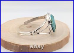 Navajo Carved Bison Kingman Turquoise Sterling Silver Cuff Bracelet Size 6.75