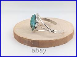Navajo Carved Bison Kingman Turquoise Sterling Silver Cuff Bracelet Size 6.75