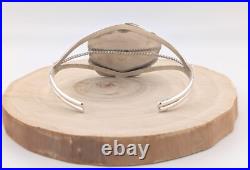 Navajo Carved Bison Kingman Turquoise Sterling Silver Cuff Bracelet Size 6.75
