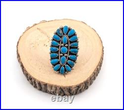 Navajo Cluster Turquoise with Pyrite Ring Sterling Silver Handmade Jewelry Sz 7.75